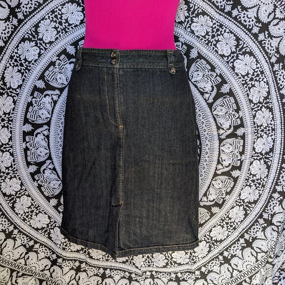 Ann Taylor Dark Denim Midi Skirt Sz 12 - Picture 2 of 7